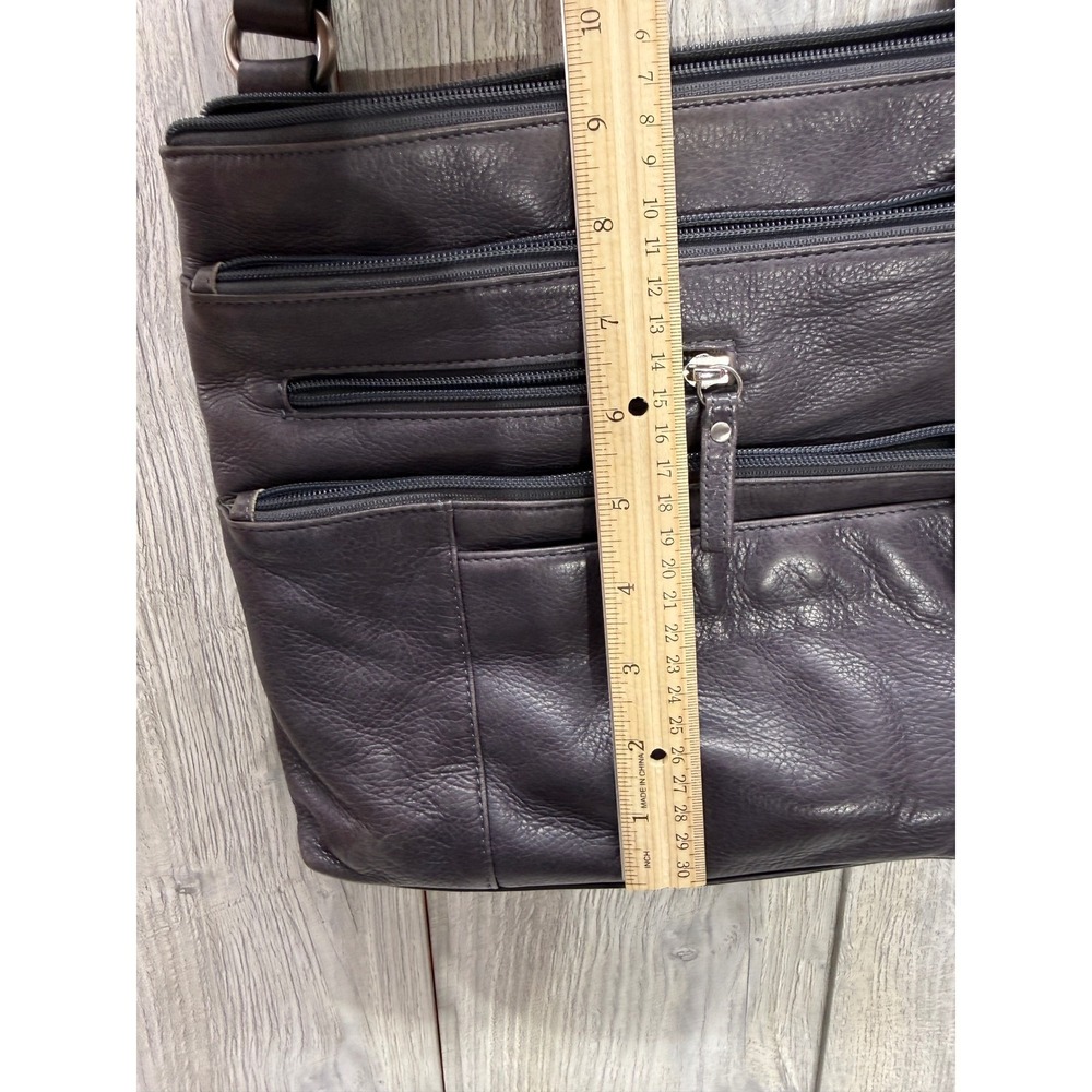 Osgoode Marley Plum Leather Crossbody Bag RFID Multi-Zip Messenger Purple - Picture 5 of 16